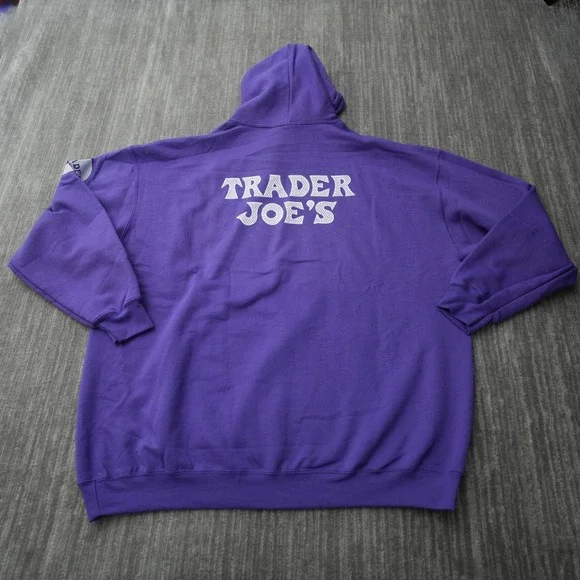 Trader Joe's Hoodie Men Purple Pullover Sweatshirt Port & Company Pocket 3XL - Picture 10 of 12